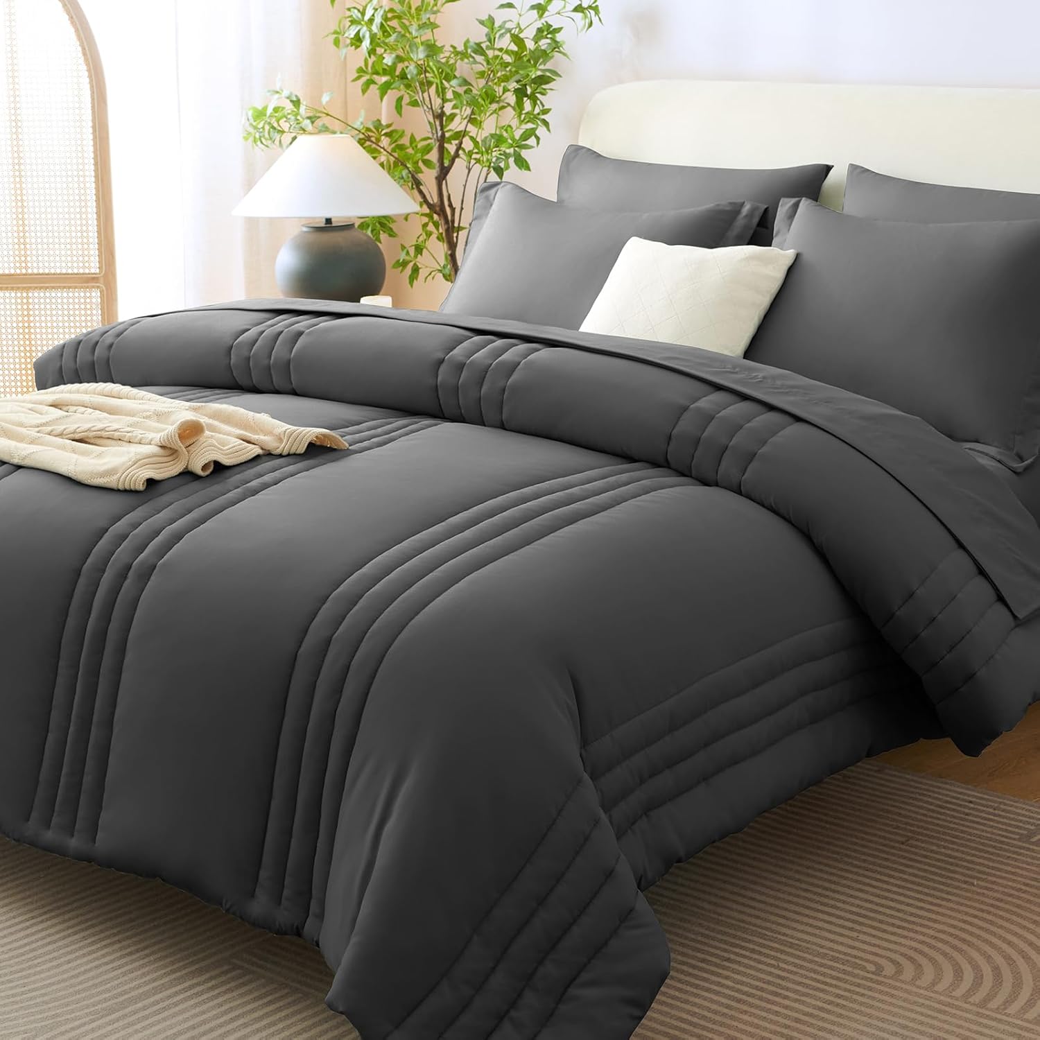 Beige Queen Comforter Set 7 Piece