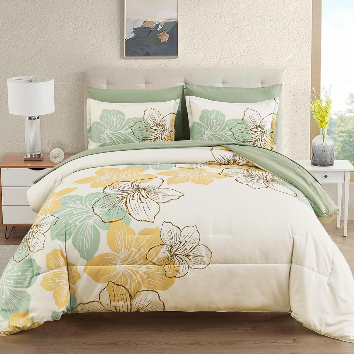 Blue Floral Comforter Set Queen