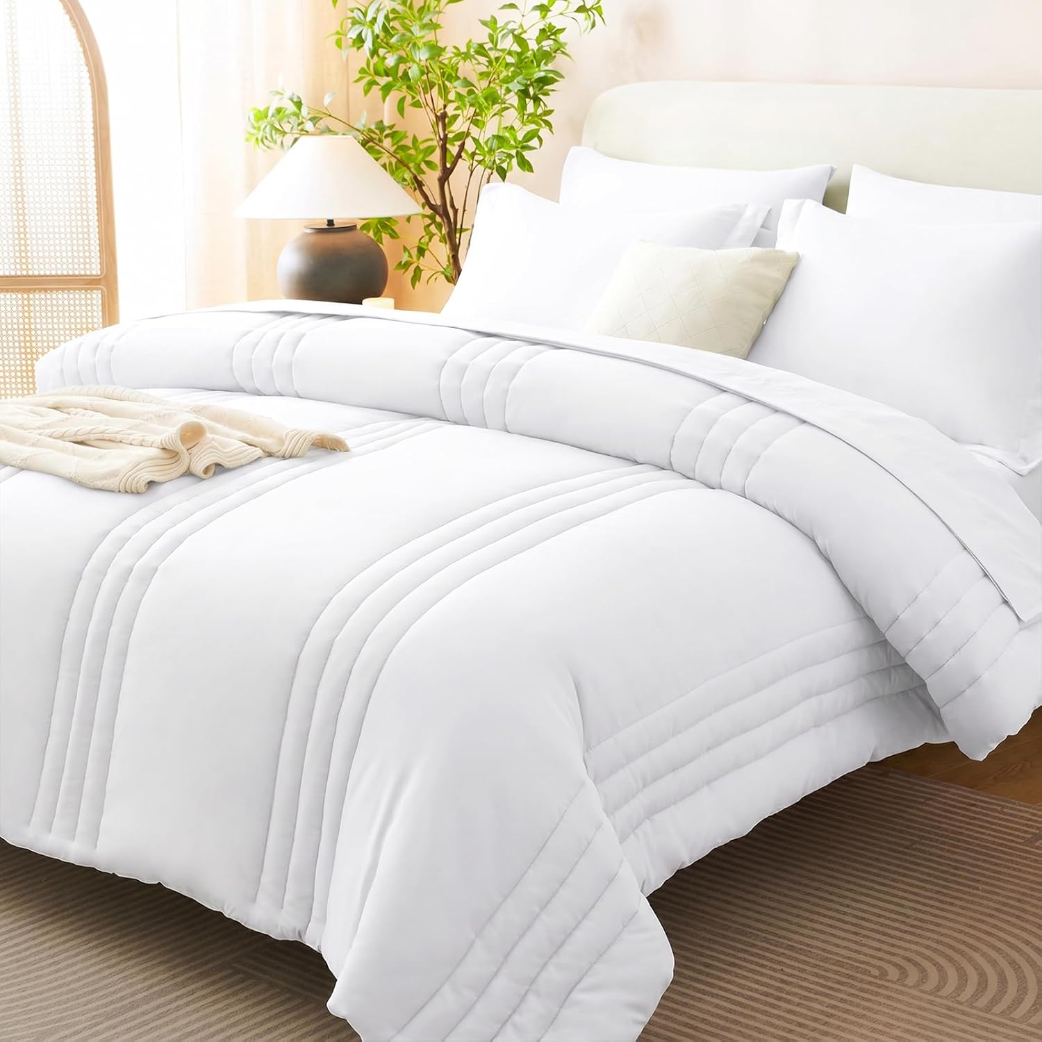 Beige Queen Comforter Set 7 Piece