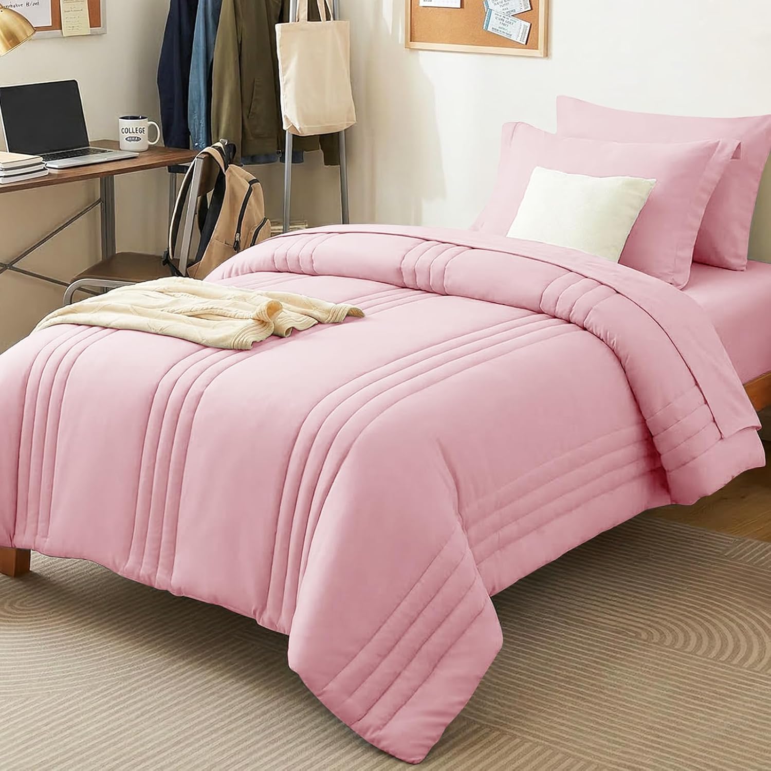 Beige Queen Comforter Set 7 Piece