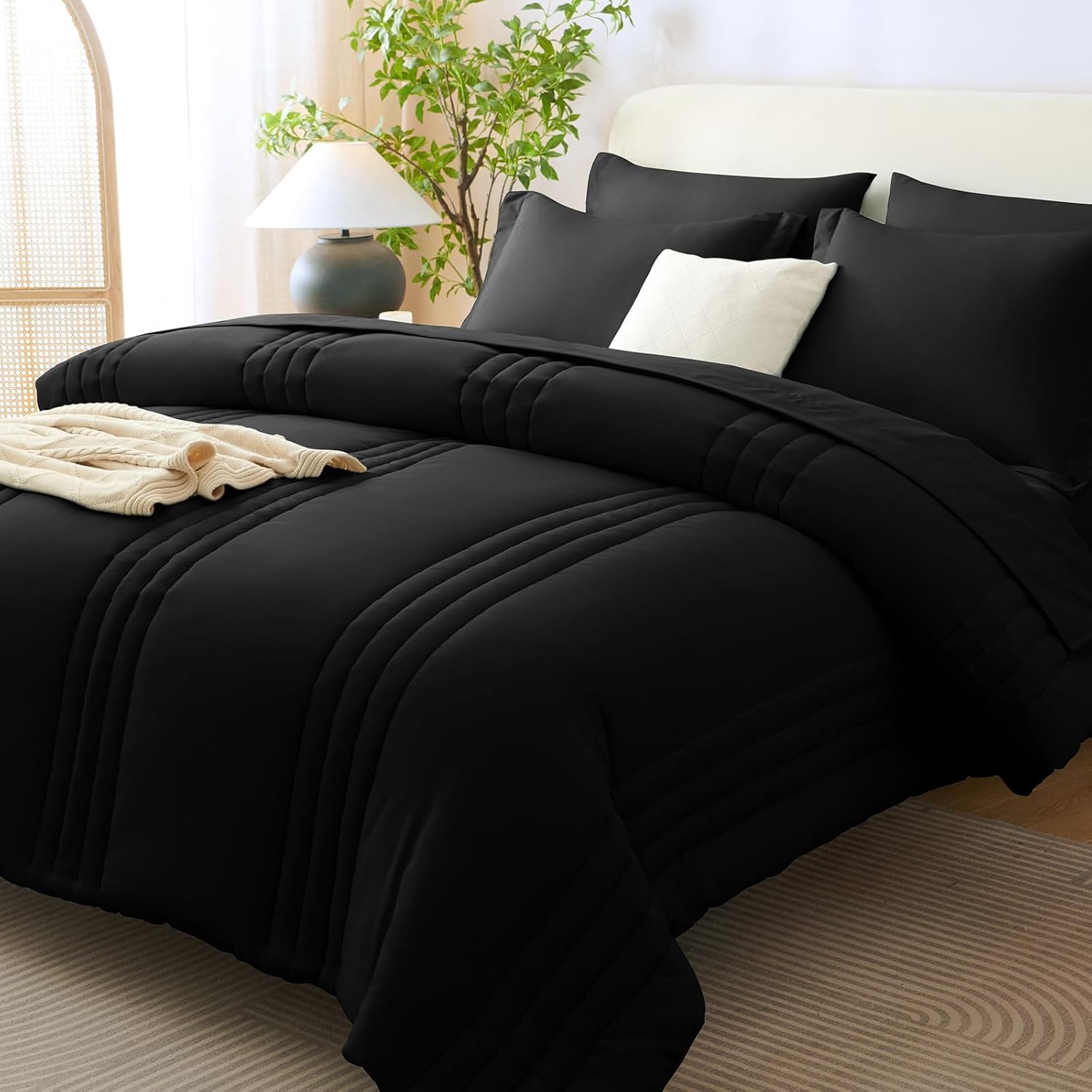 Beige Queen Comforter Set 7 Piece