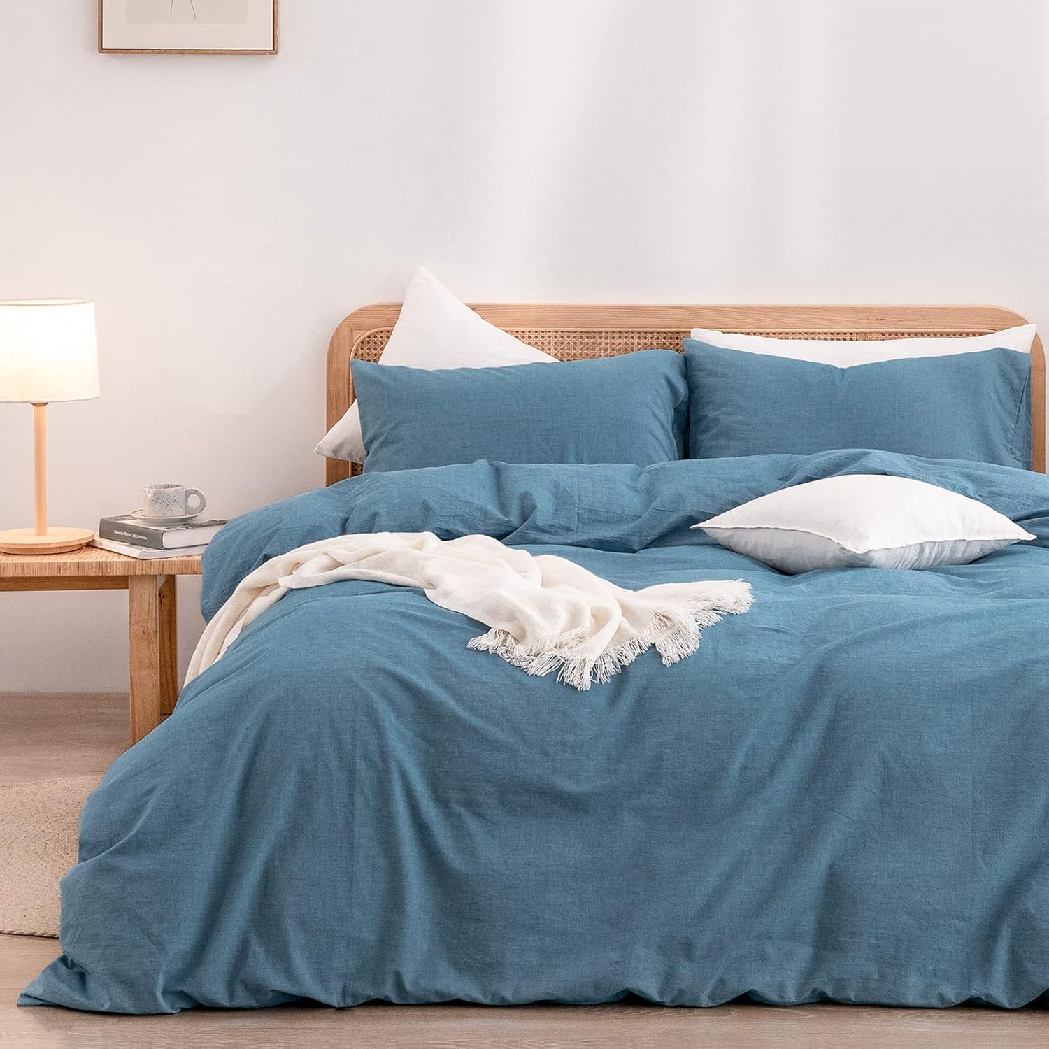 Cornflower Blue Cotton Duvet Cover Set