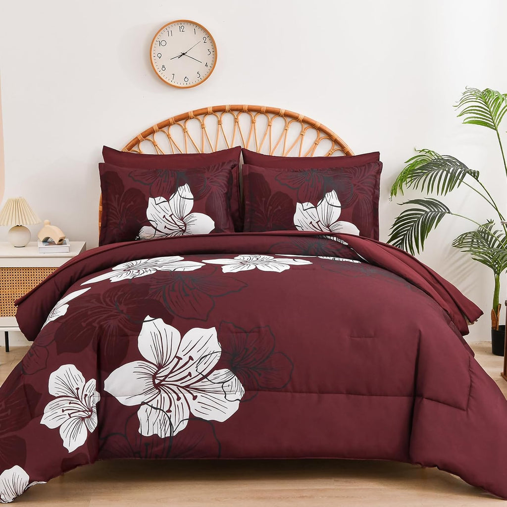 Blue Floral Comforter Set Queen