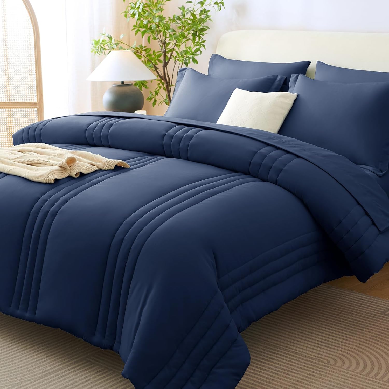 Beige Queen Comforter Set 7 Piece