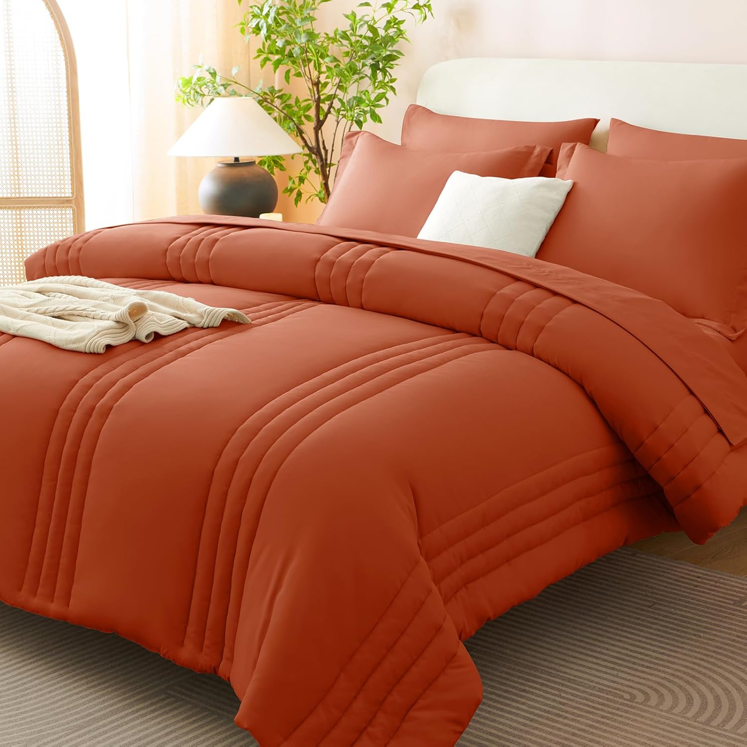 Beige Queen Comforter Set 7 Piece