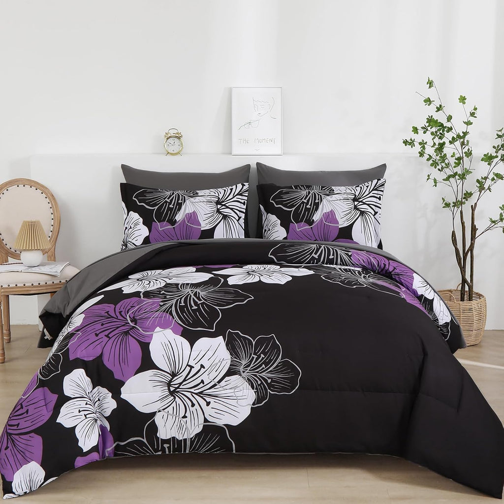 Blue Floral Comforter Set Queen