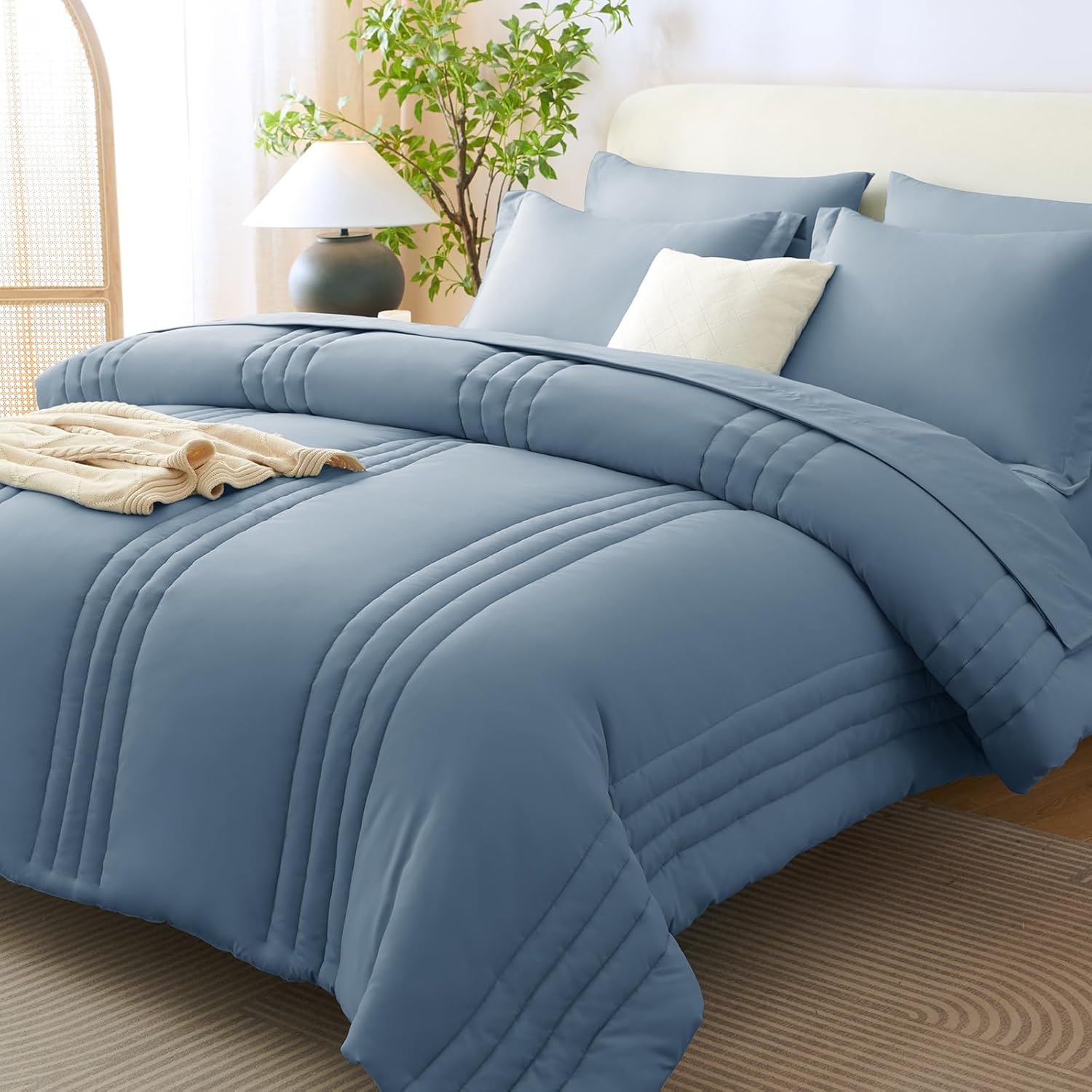Beige Queen Comforter Set 7 Piece