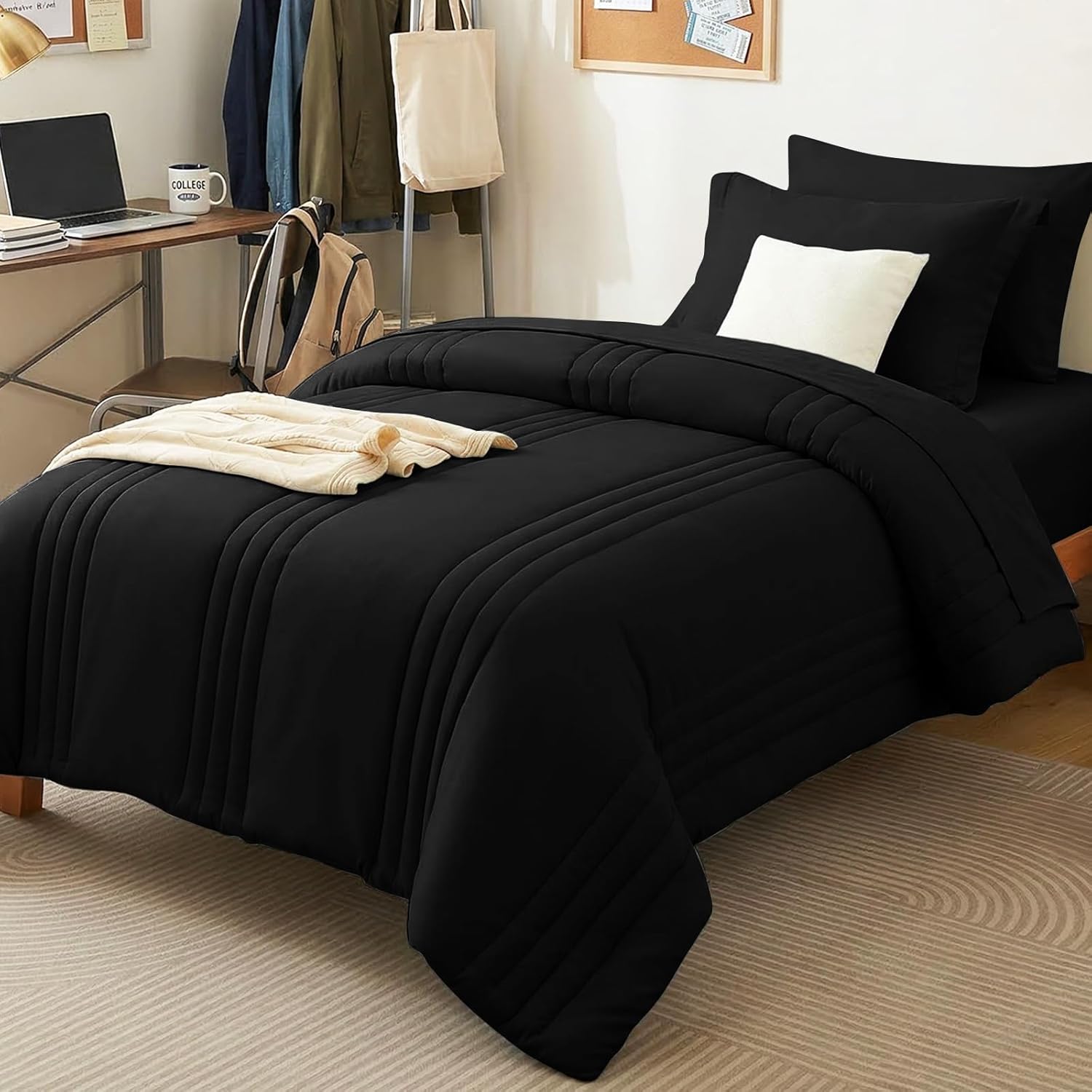 Beige Queen Comforter Set 7 Piece