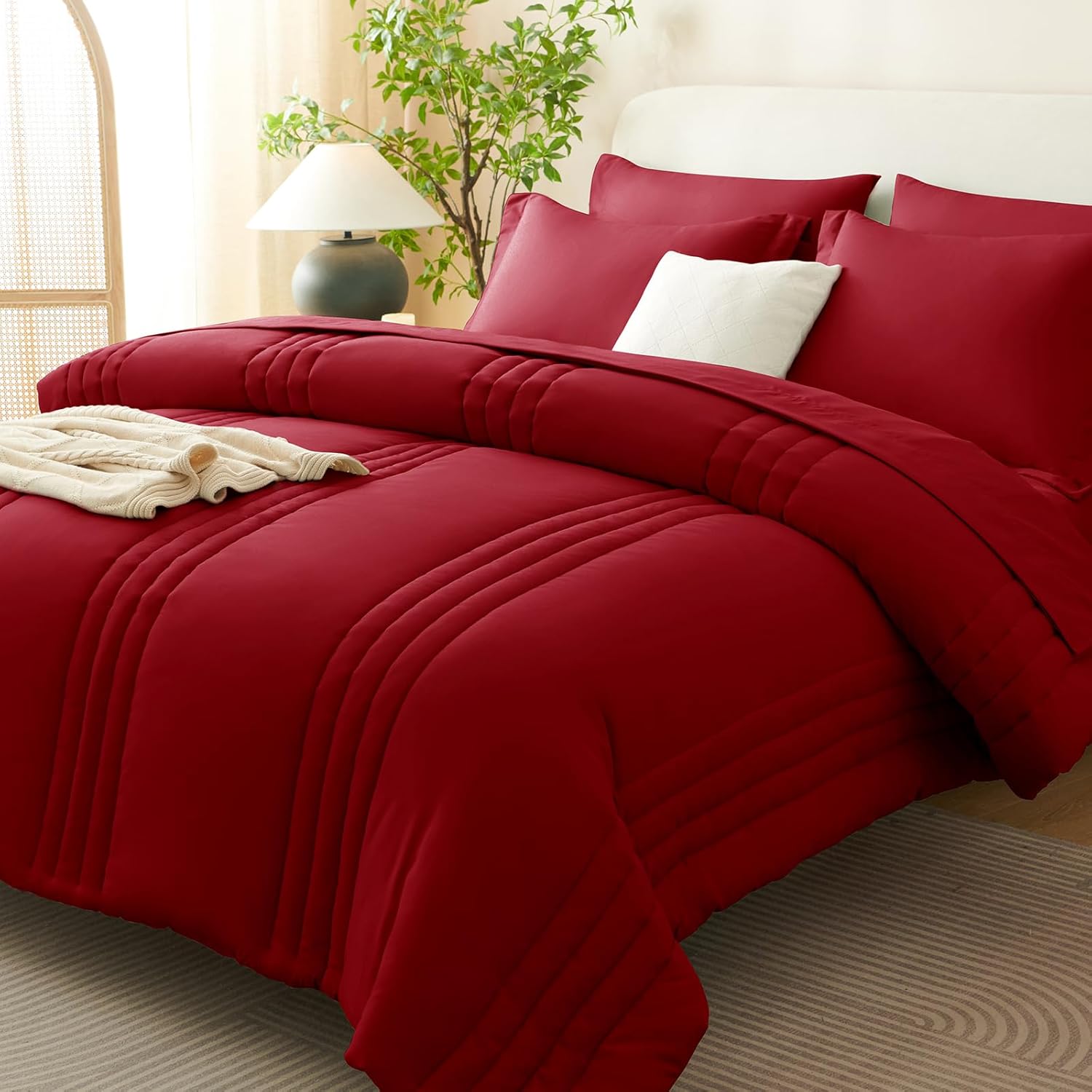 Beige Queen Comforter Set 7 Piece