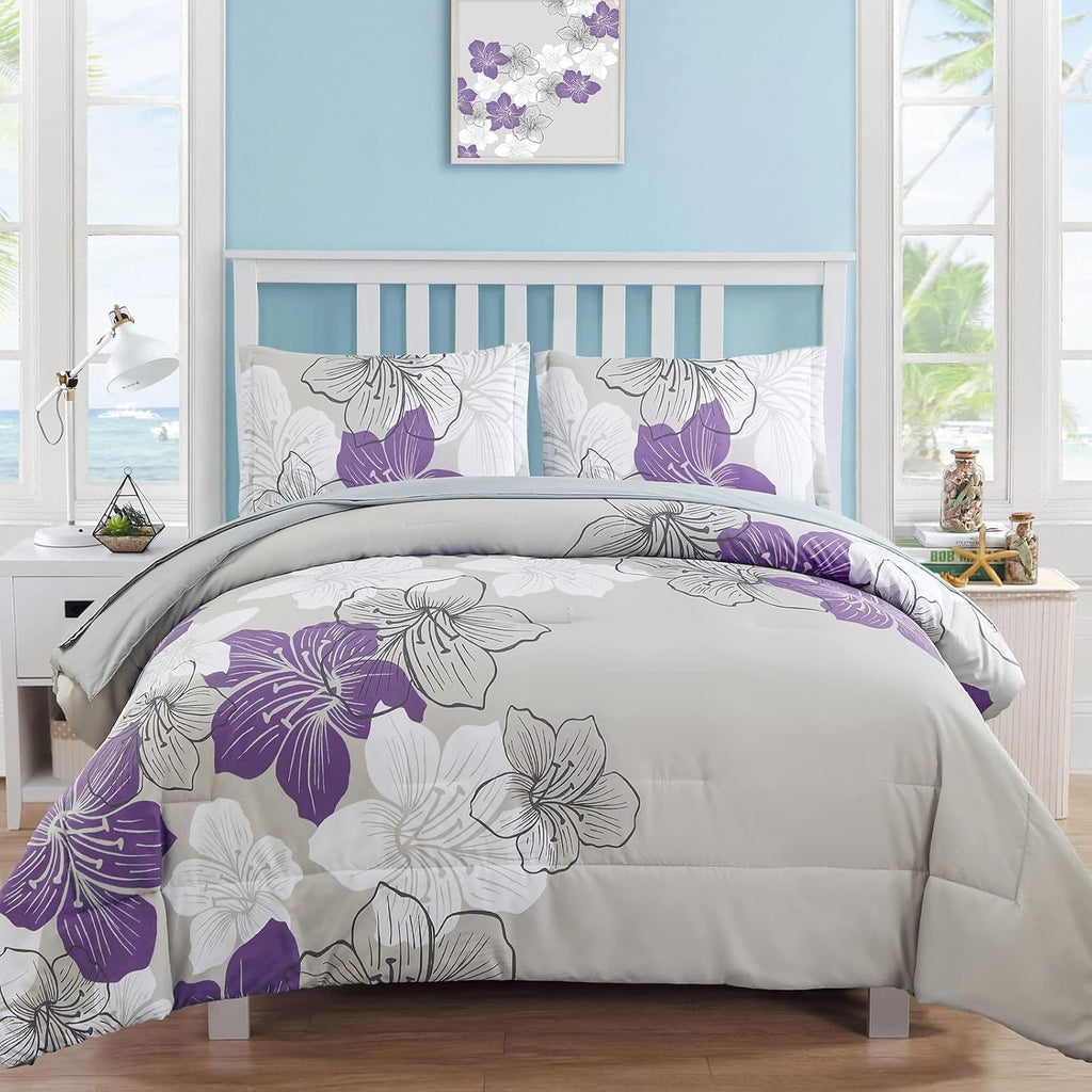 Blue Floral Comforter Set Queen