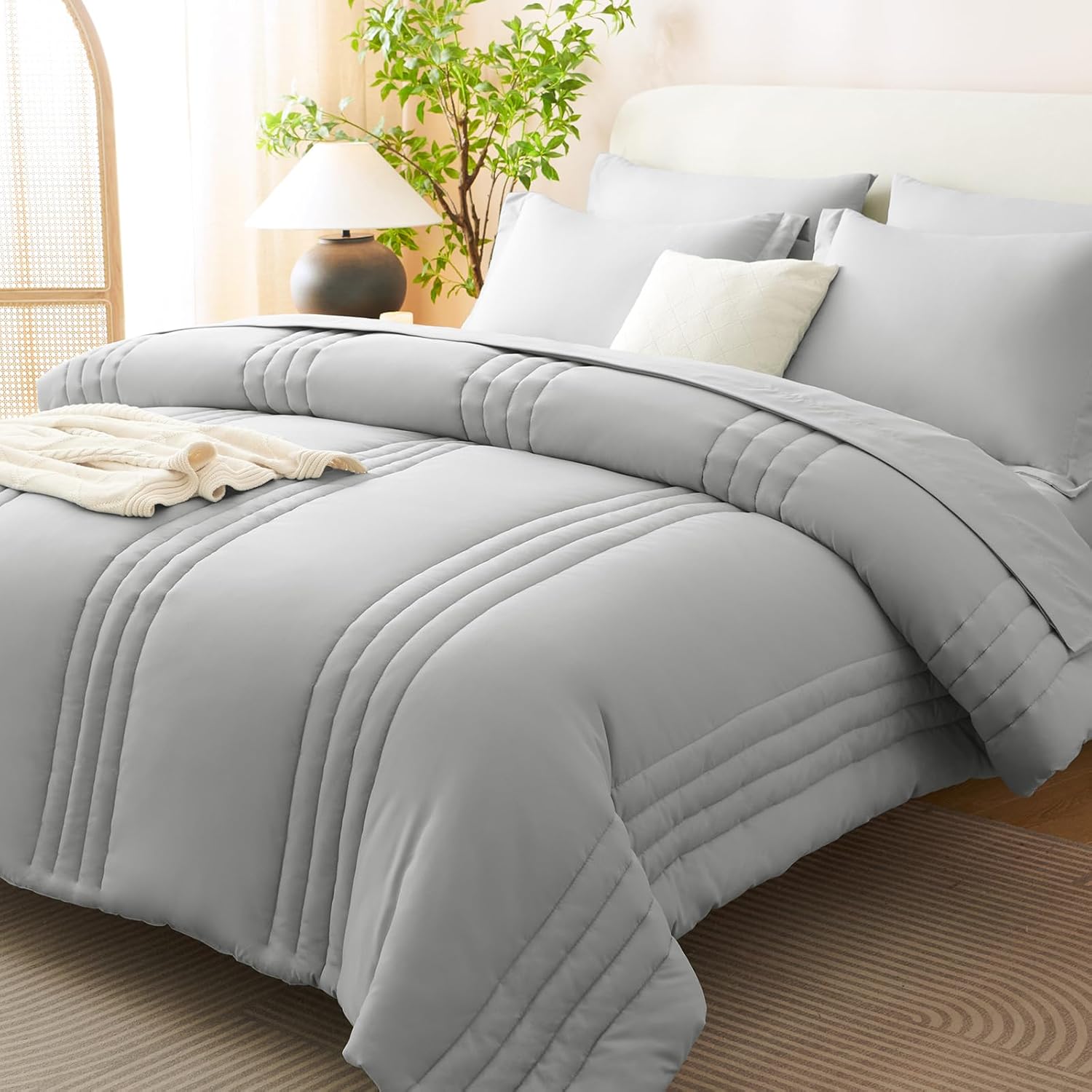 Beige Queen Comforter Set 7 Piece