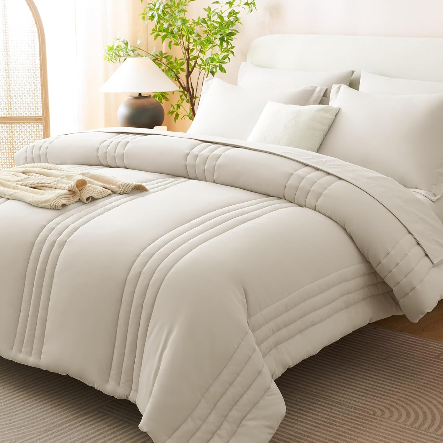 Beige Queen Comforter Set 7 Piece