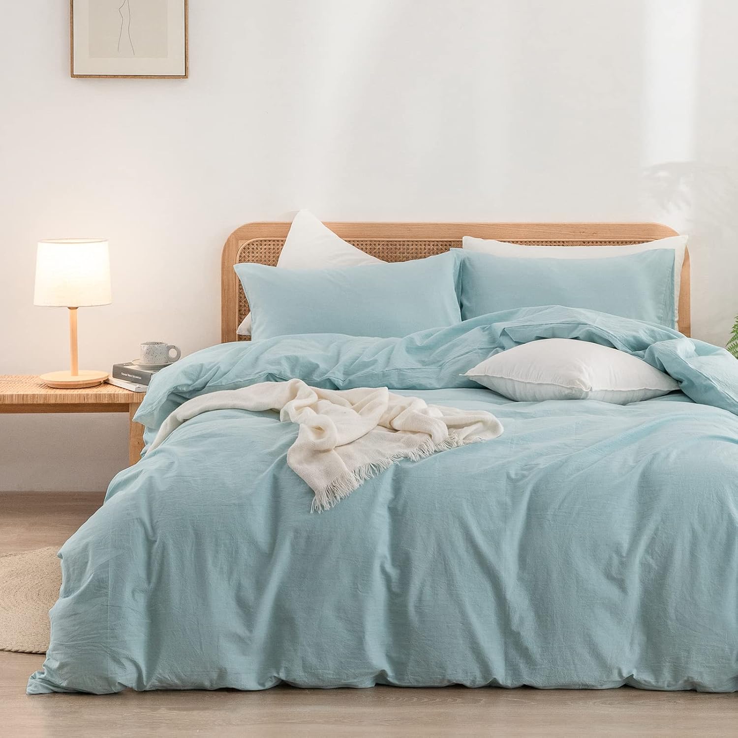 Cornflower Blue Cotton Duvet Cover Set