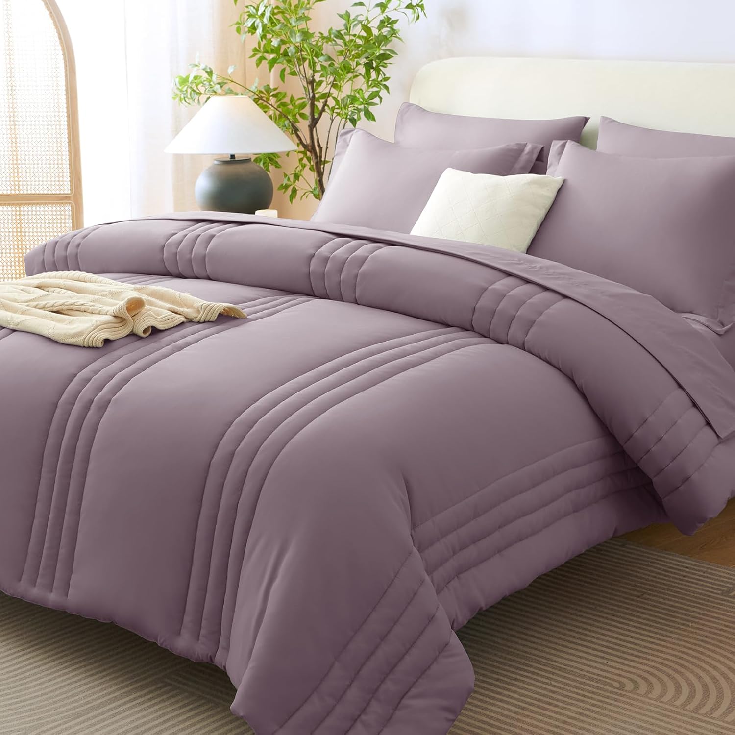 Beige Queen Comforter Set 7 Piece