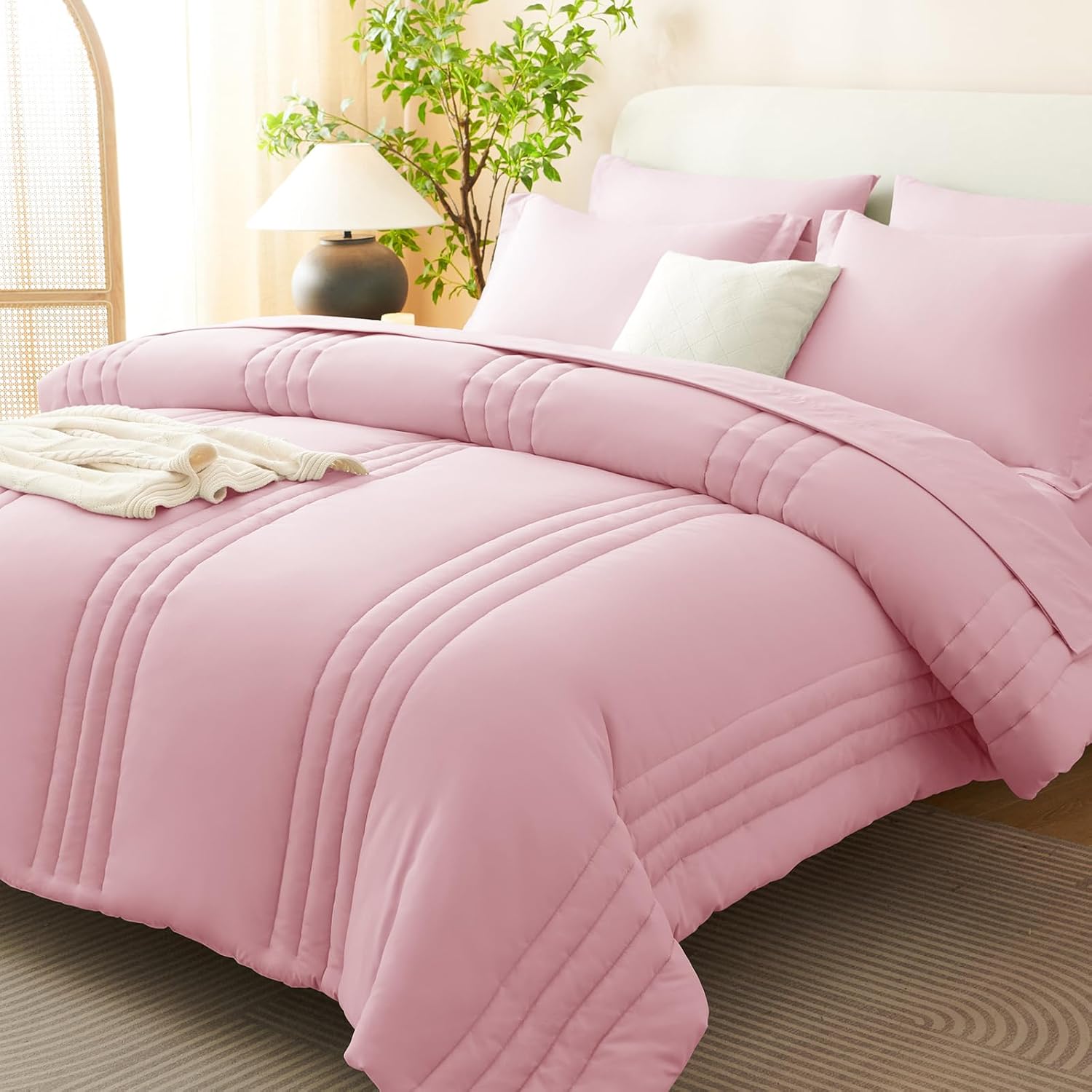 Beige Queen Comforter Set 7 Piece