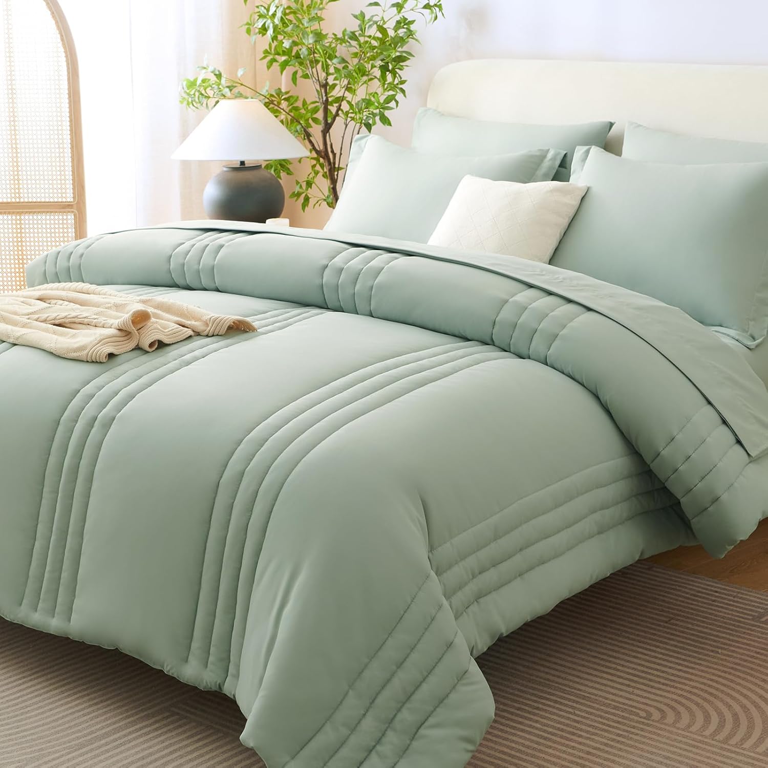 Beige Queen Comforter Set 7 Piece