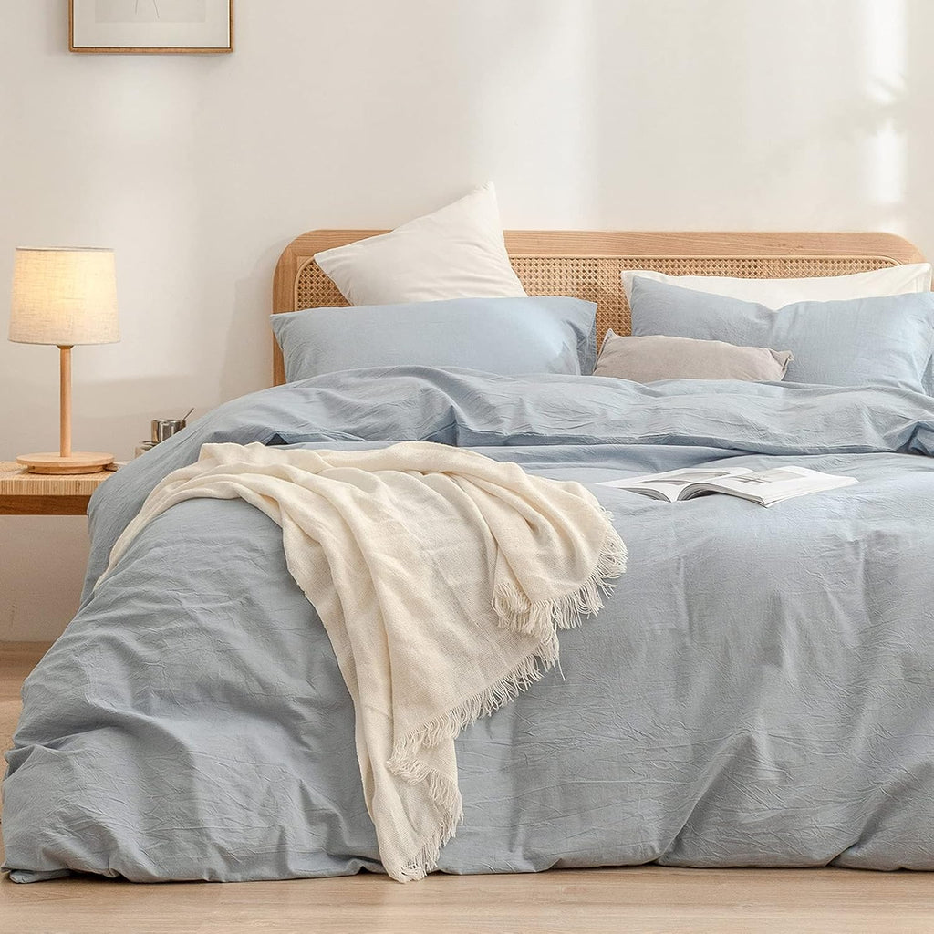 Cornflower Blue Cotton Duvet Cover Set