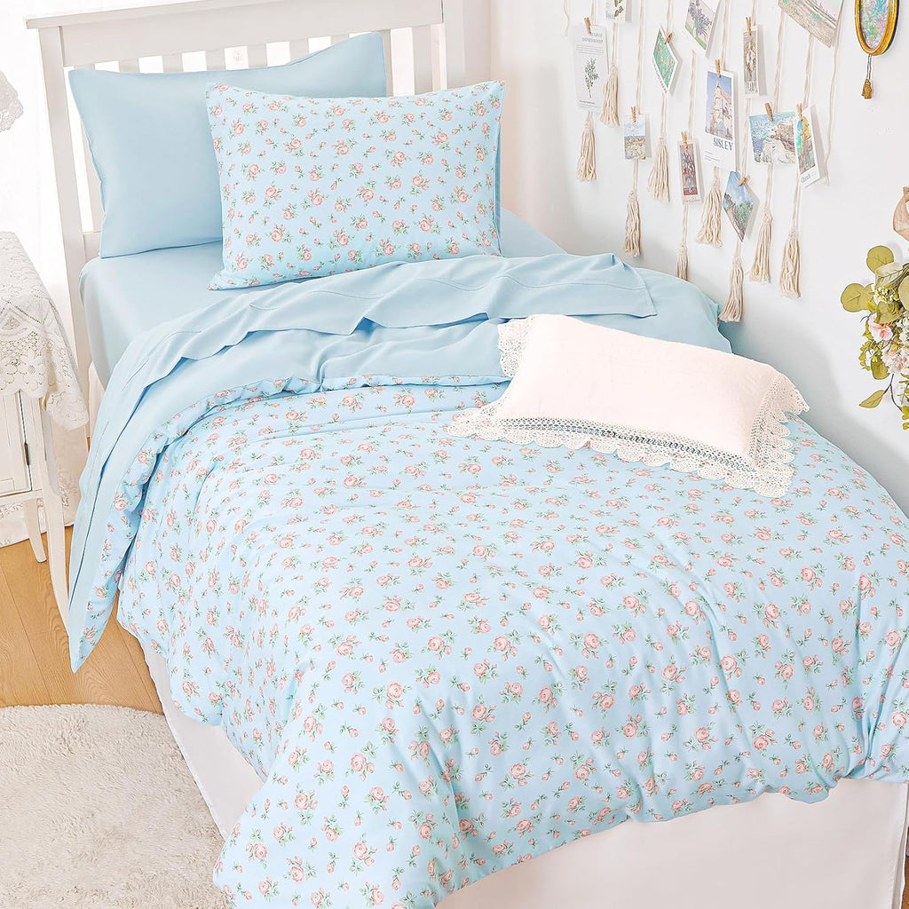 Blue Floral Comforter Set Full