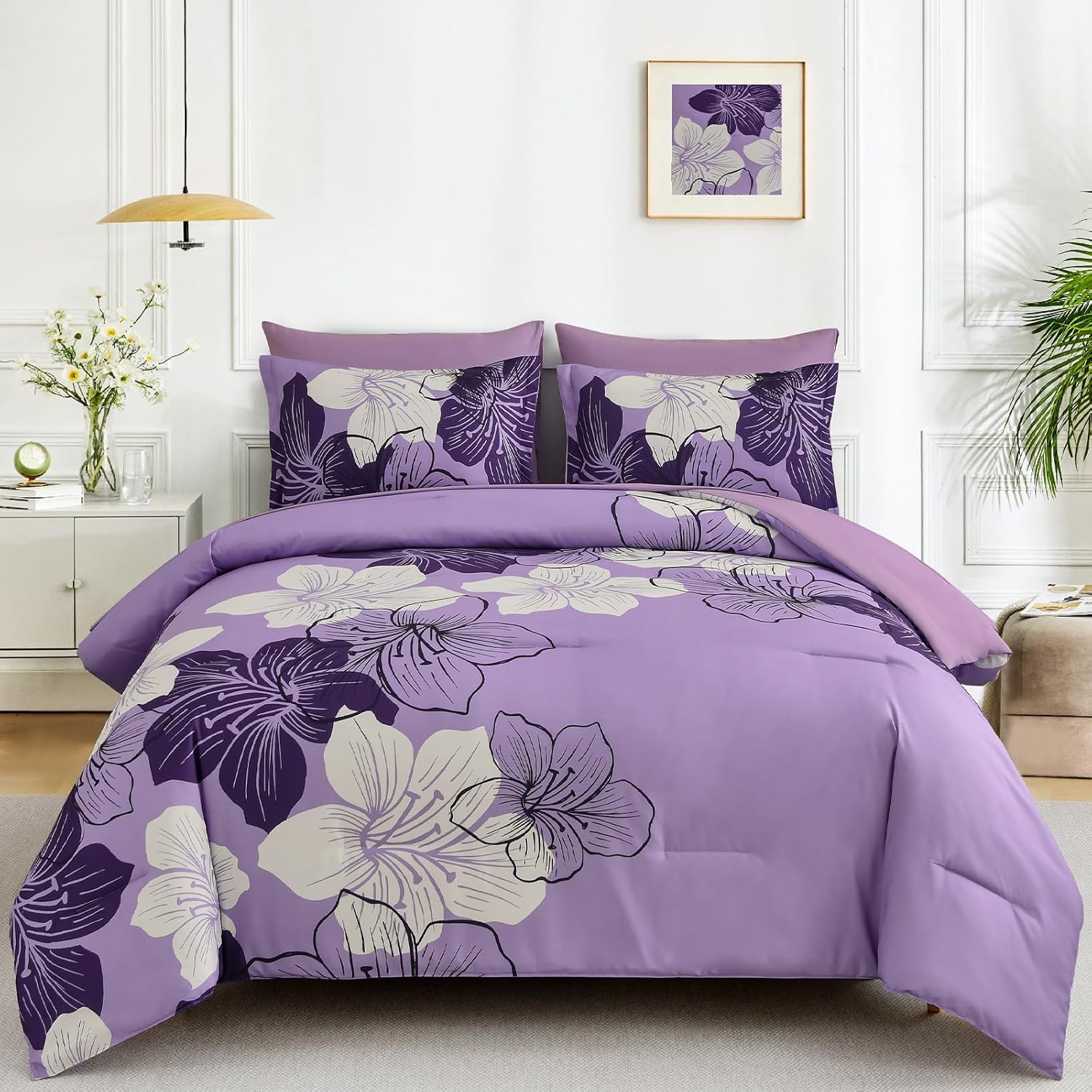 Blue Floral Comforter Set Queen