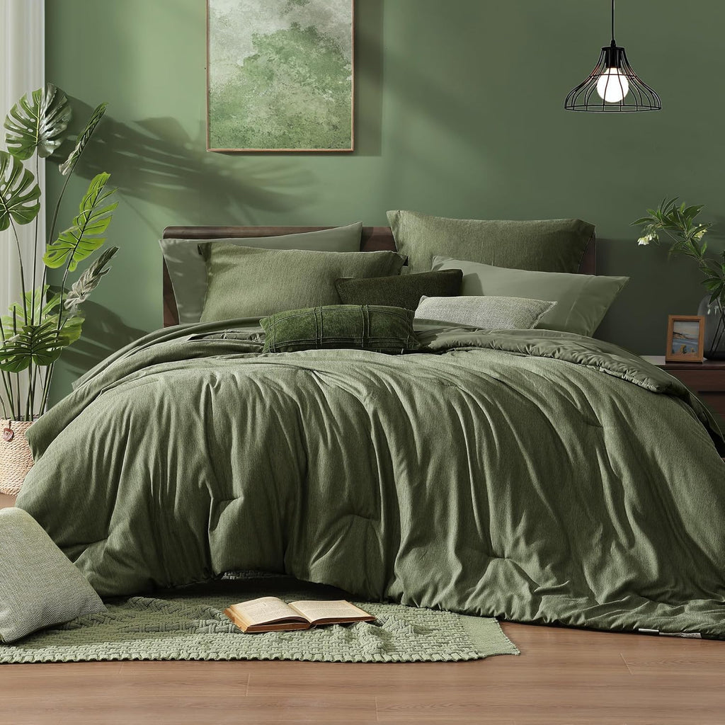 Olive Green Queen Comforter Set