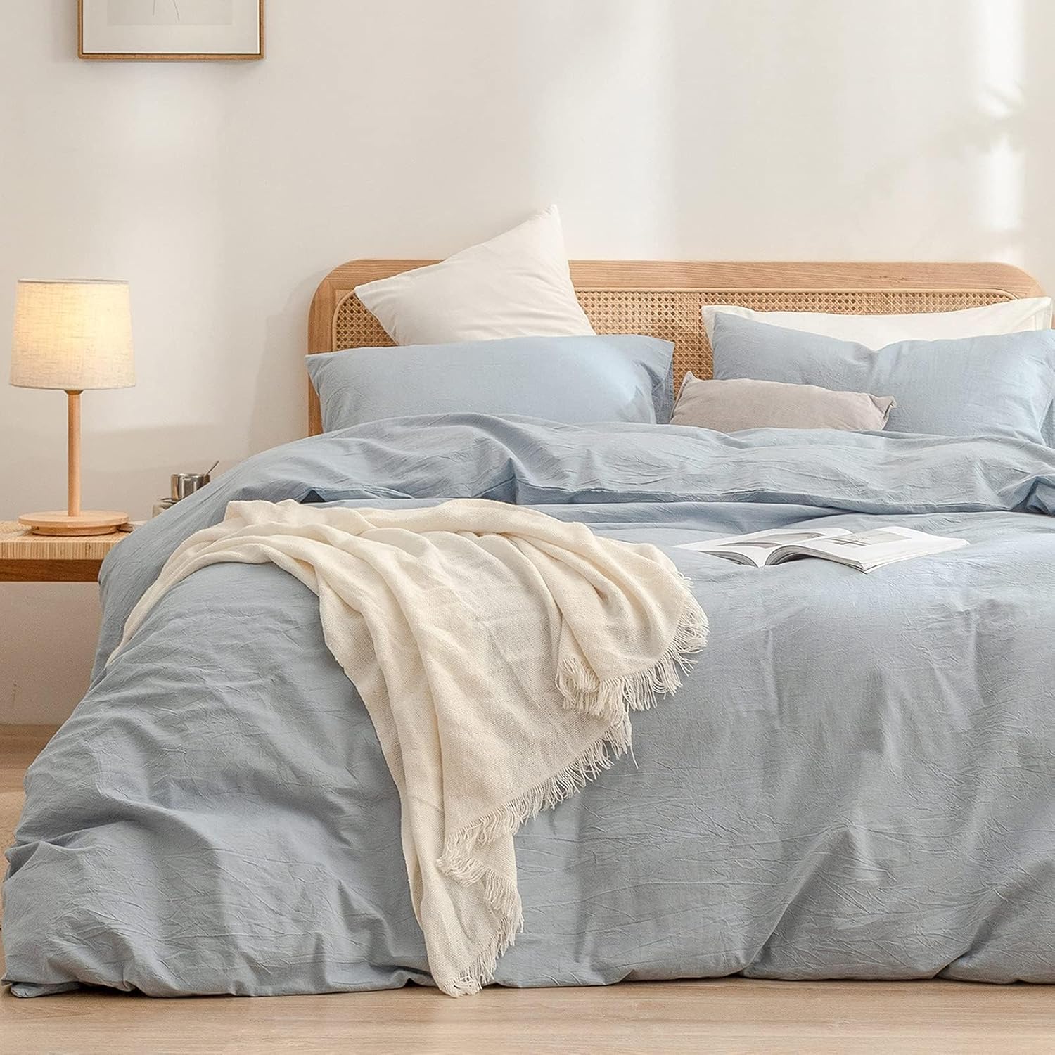 Cornflower Blue Cotton Duvet Cover Set