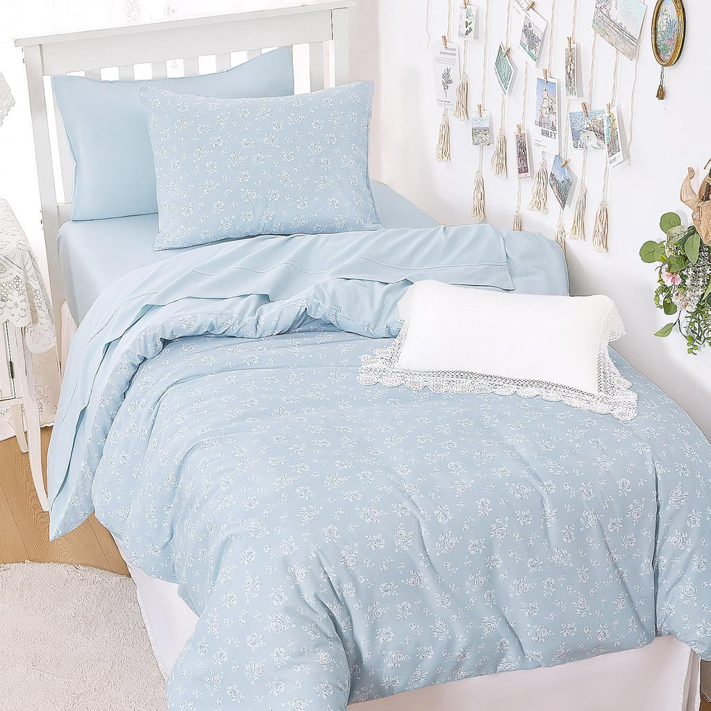 Blue Floral Comforter Set Full