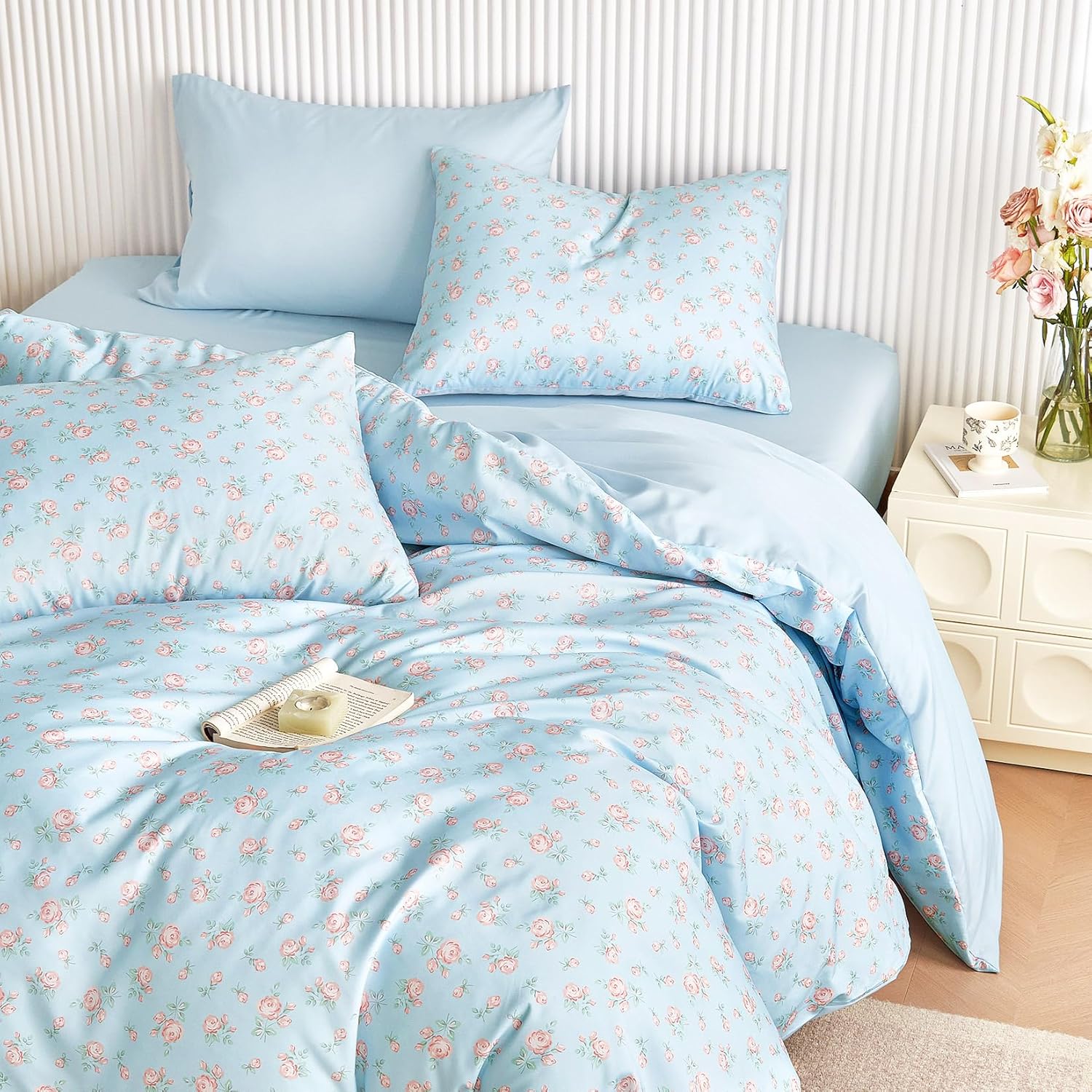 Blue Floral Comforter Set Full