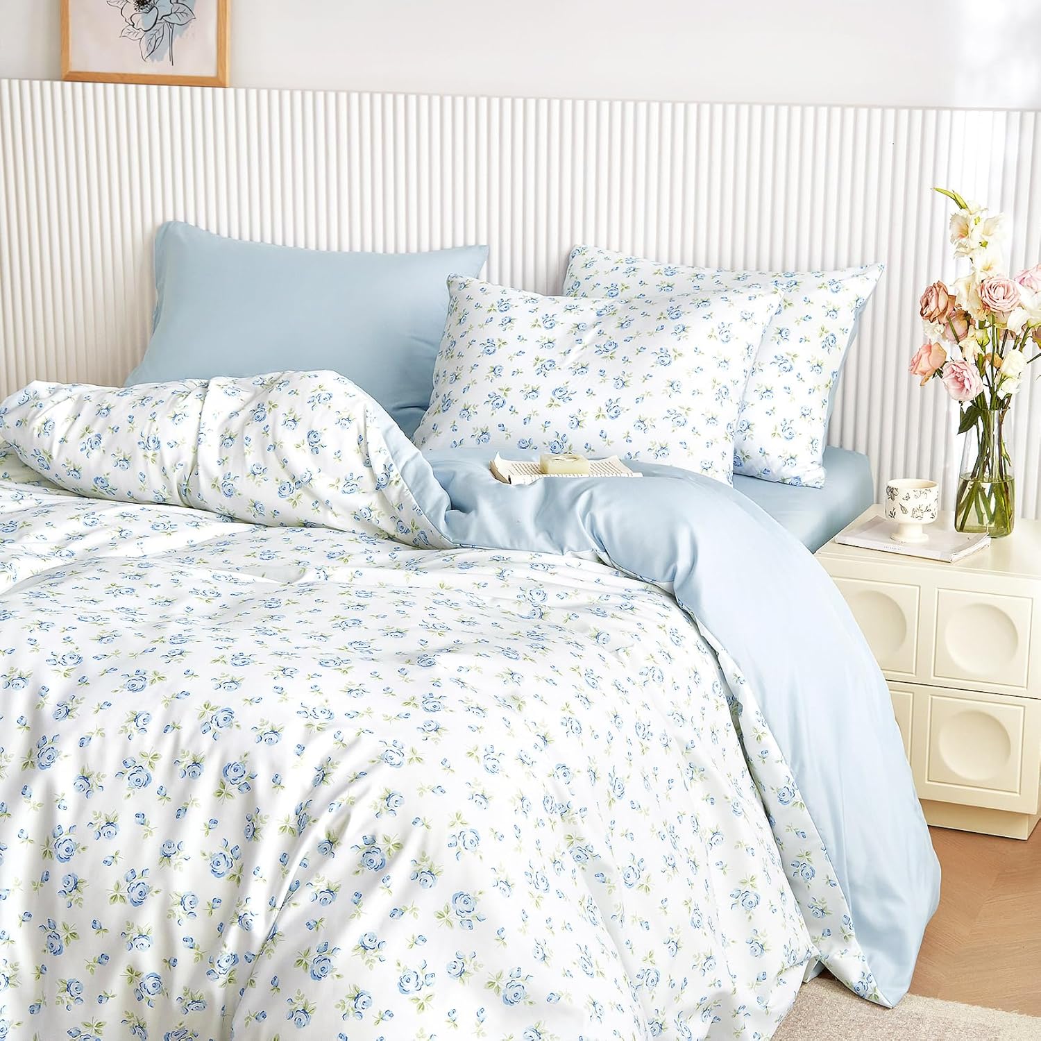 Blue Floral Comforter Set Full