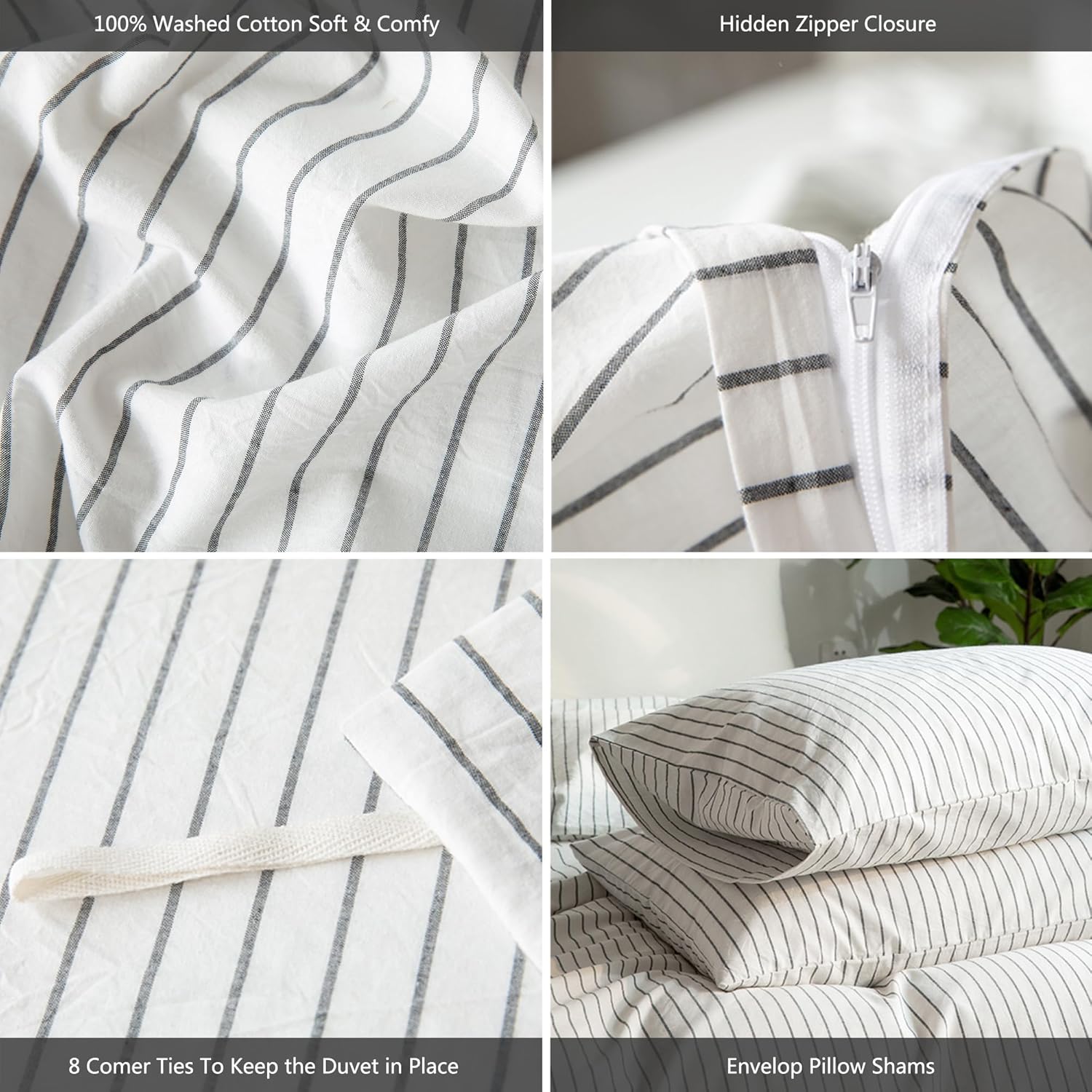 Cotton Striped Duvet Cover Set