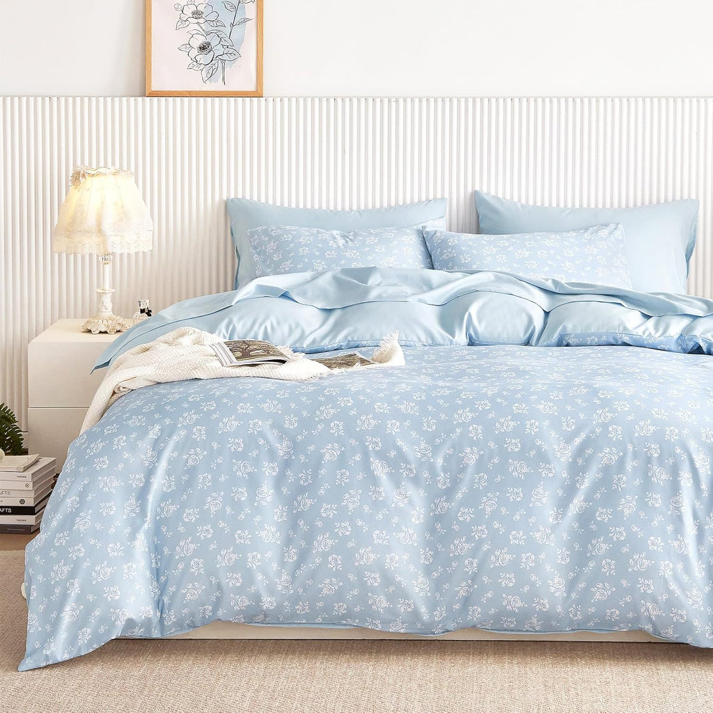 Blue Floral Comforter Set Full