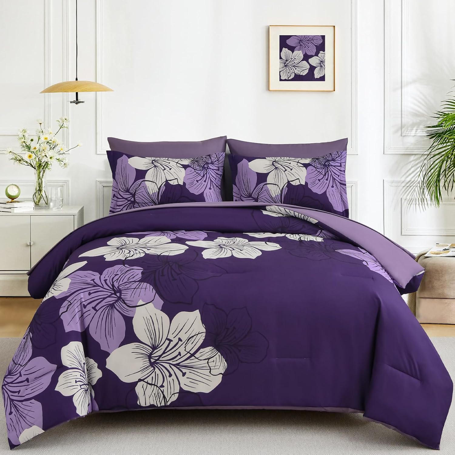 Blue Floral Comforter Set Queen