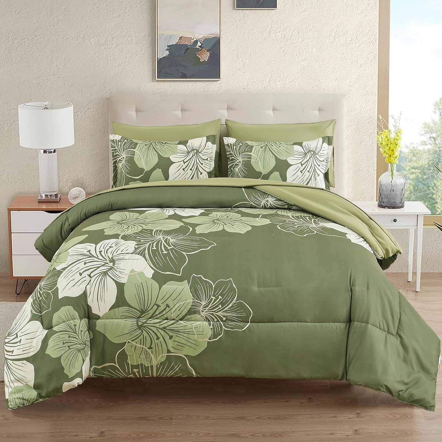 Blue Floral Comforter Set Queen