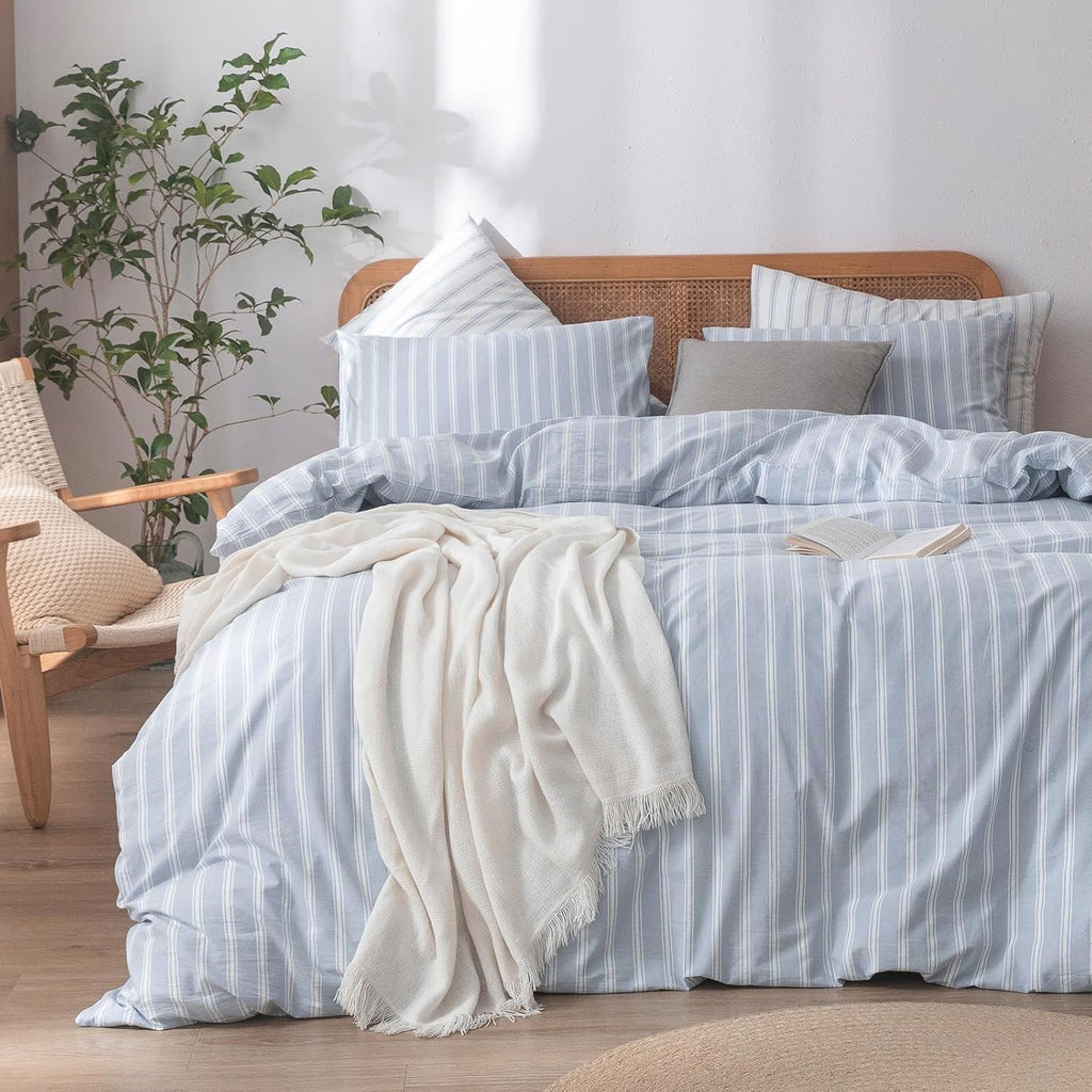 Cornflower Blue Cotton Duvet Cover Set