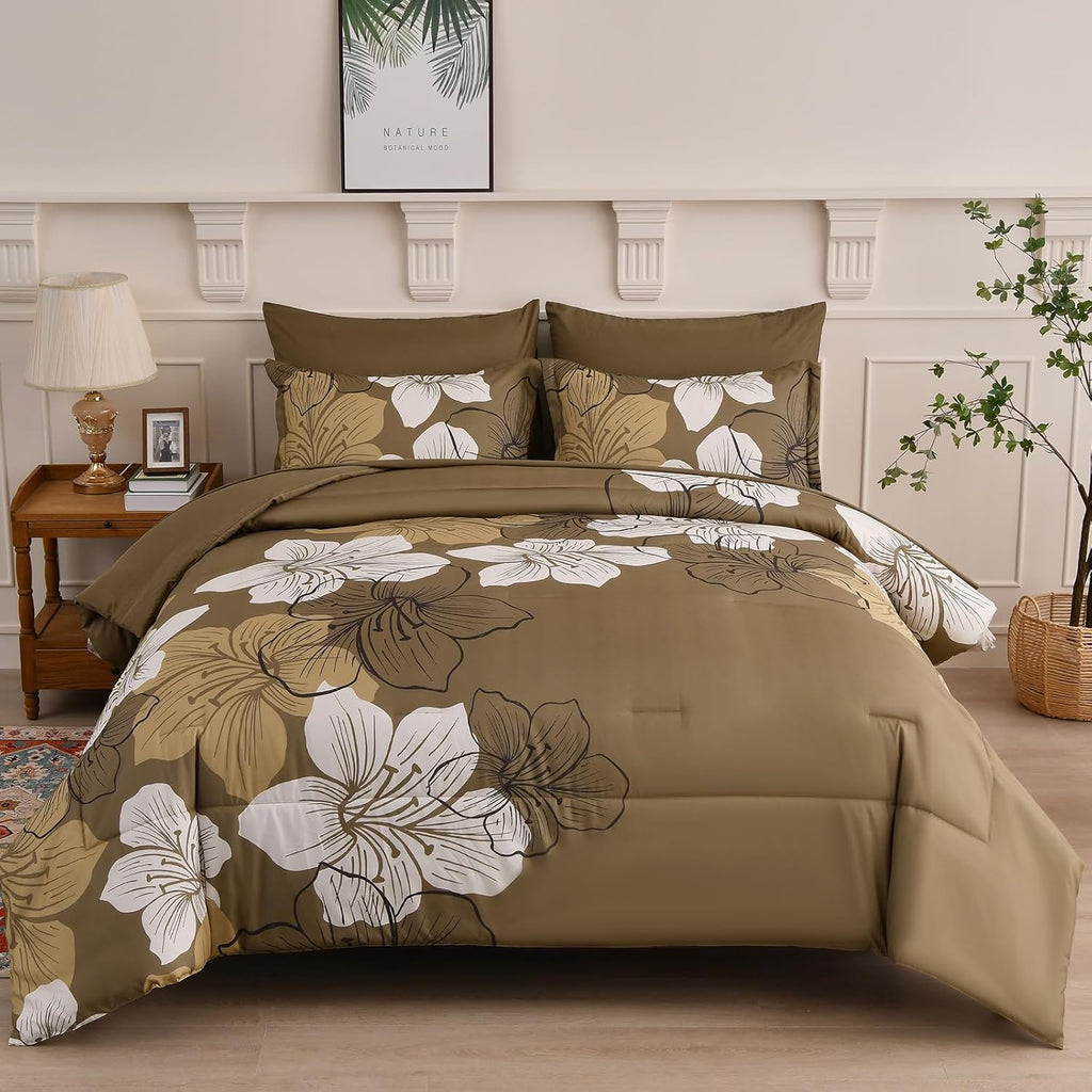 Blue Floral Comforter Set Queen