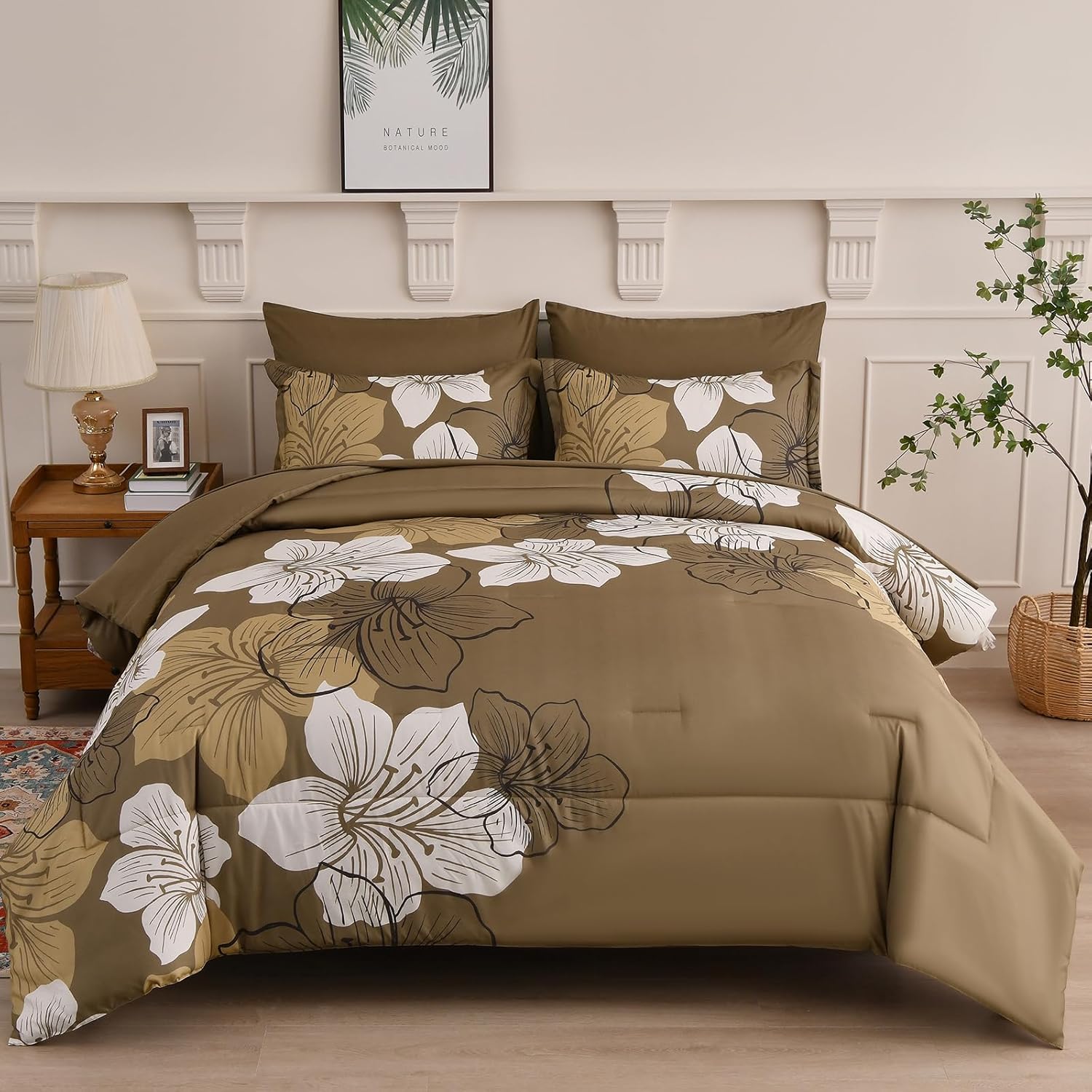 Blue Floral Comforter Set Queen