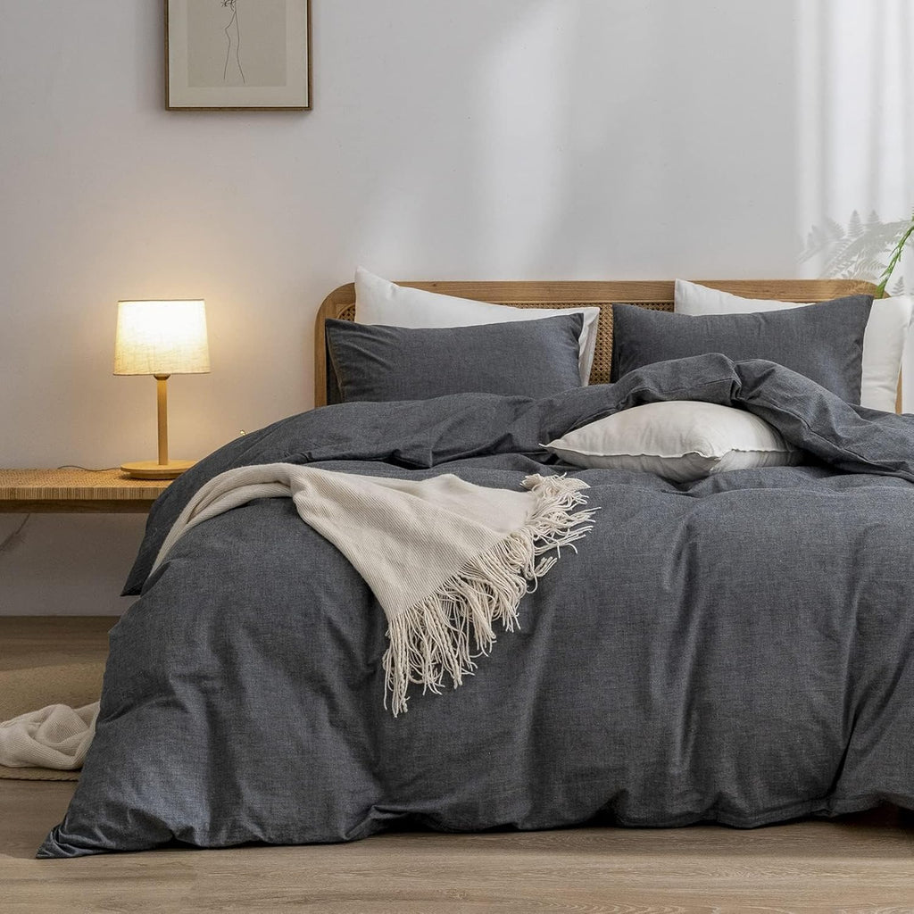 Cornflower Blue Cotton Duvet Cover Set