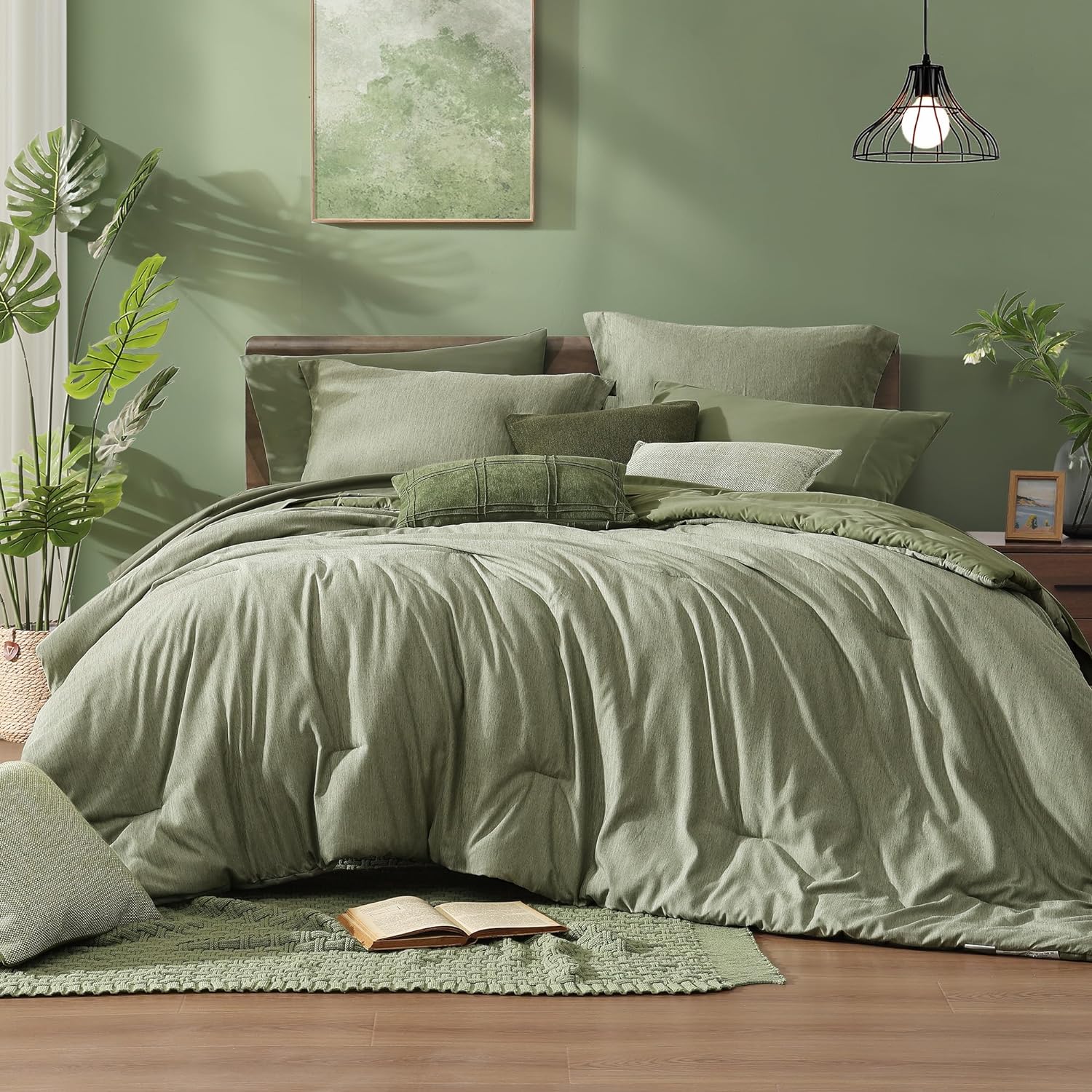 Olive Green Queen Comforter Set